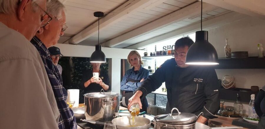 Palermo: Sicilian Cuisine Social Cooking Class & Dinner - The dinner at the table: 4 courses, wine, coffee, limoncello